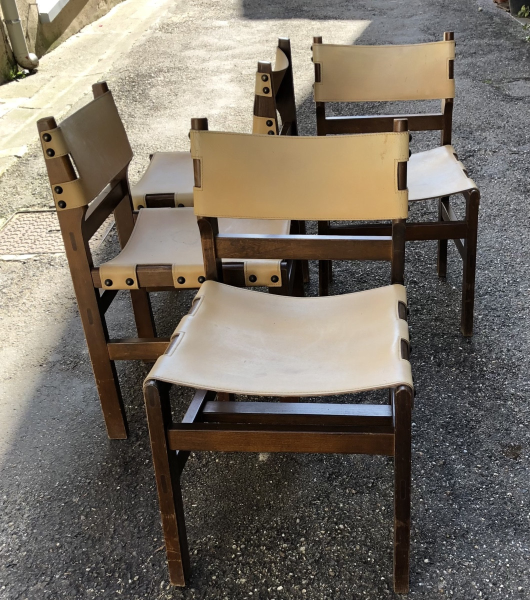 Série de quatre chaises brutalistes
