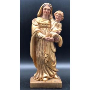 Madonna And Child In Golden Stucco And Terracotta