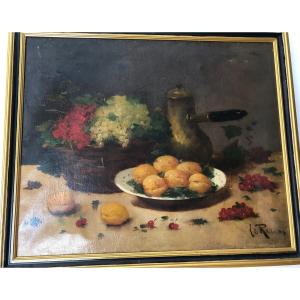 Still Life Painting With Apricots