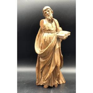 Statuette Bois De Tilleul . Saint Religieux XVIIIe