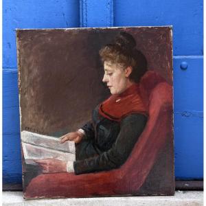 Tableau jeune femme à la lecture