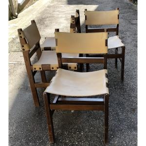 Série de quatre chaises brutalistes