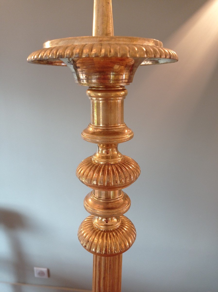 Golden Bronze Candlestick Pique 19th-photo-3