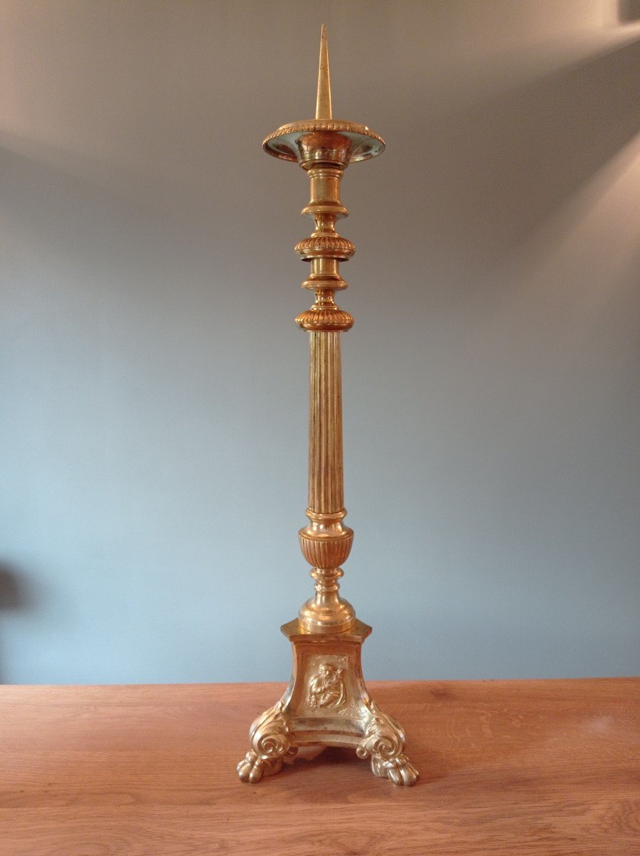 Golden Bronze Candlestick Pique 19th