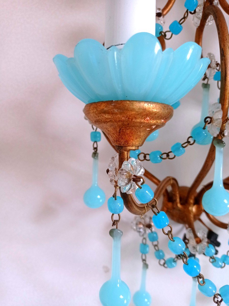 Murano, Paire d'Appliques En Opaline Bleue -photo-4