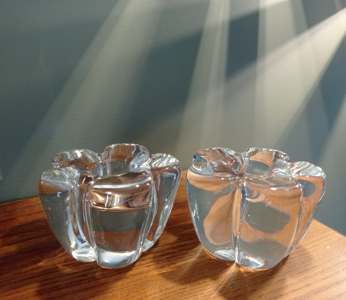 Daum France Pair Of Crystal Candlesticks
