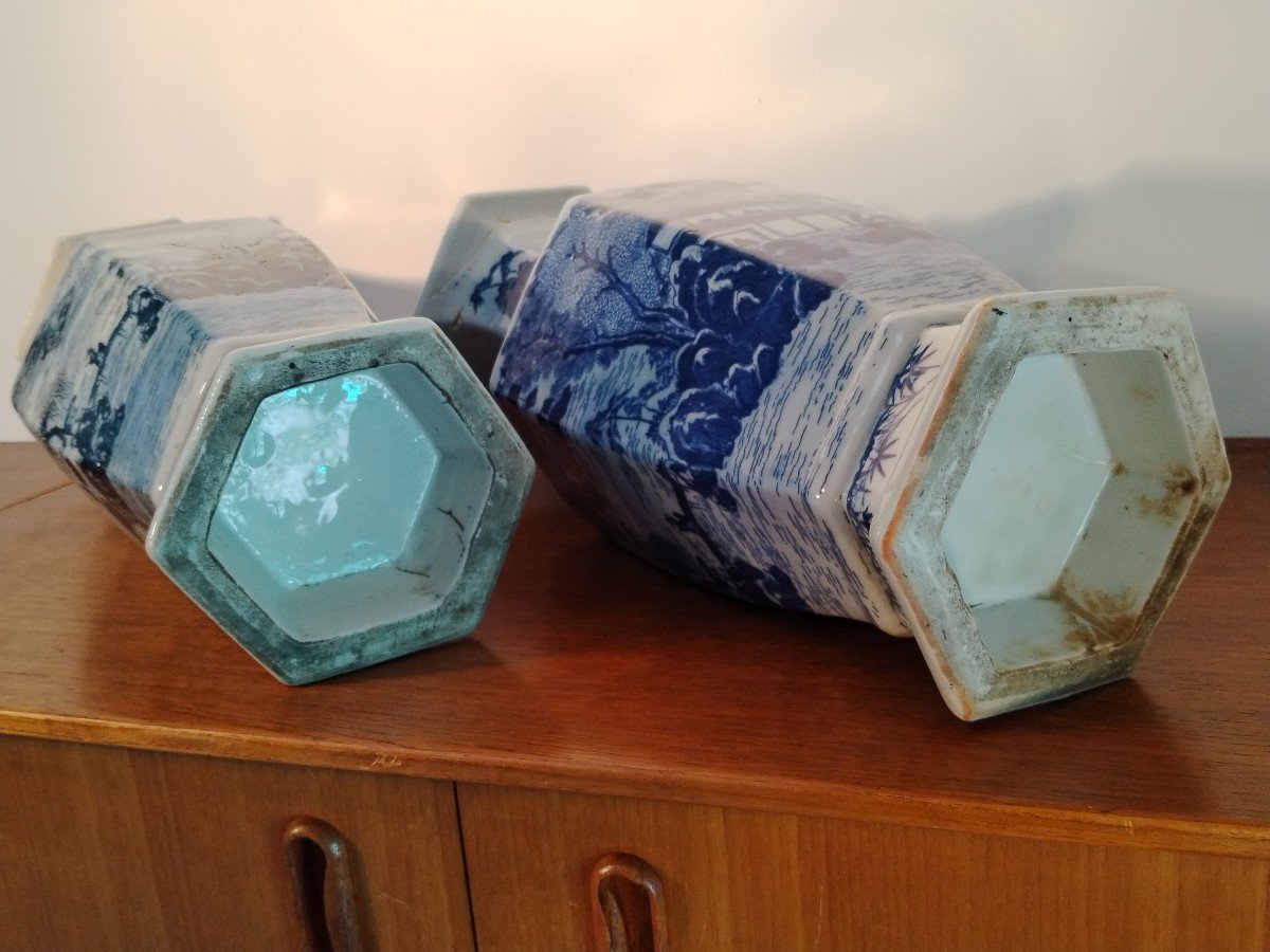 Pair Of Hexagonal Vases China Late 19th/early 20th-photo-4