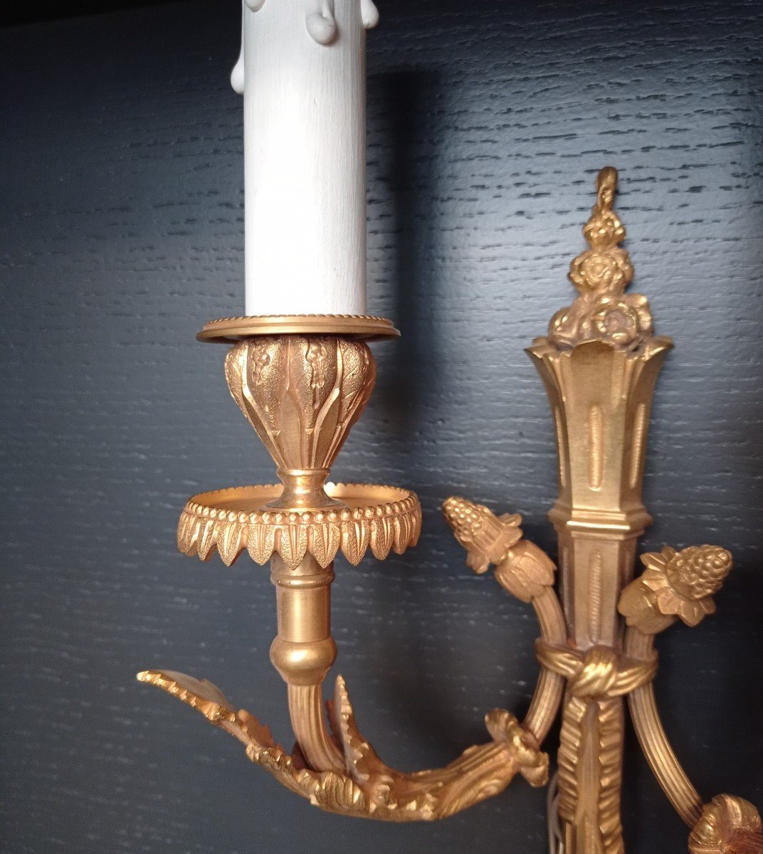 Paire d' Appliques en Bronze doré-photo-3