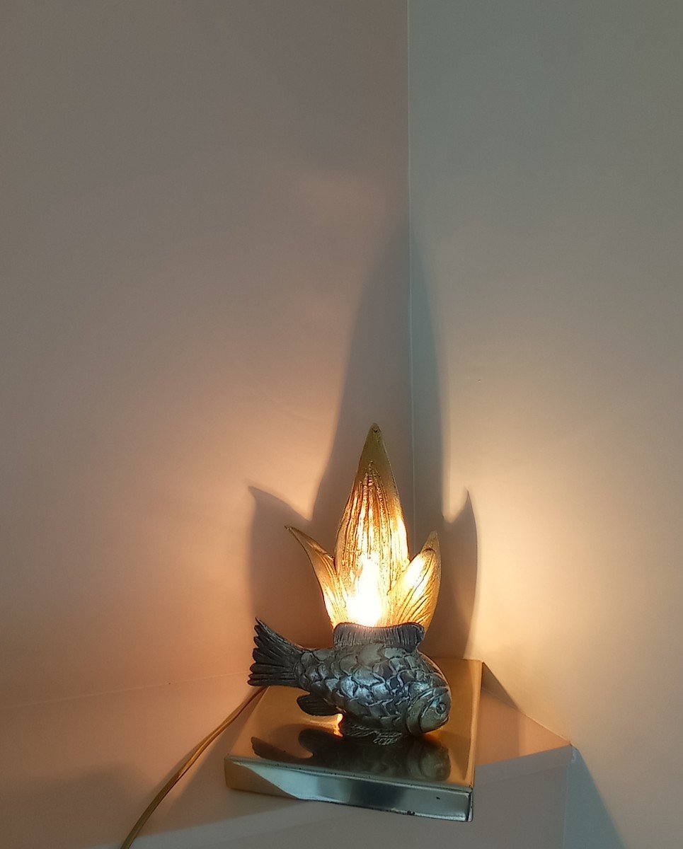 Golden Bronze Fish Lamp-photo-4