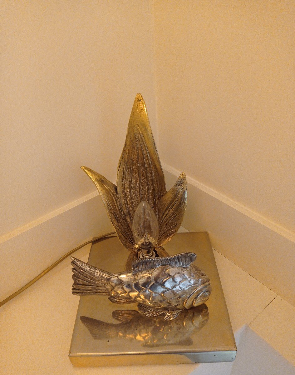 Golden Bronze Fish Lamp-photo-3