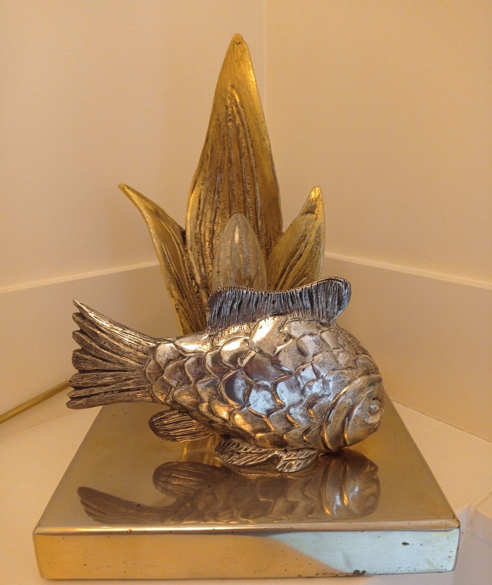 Golden Bronze Fish Lamp
