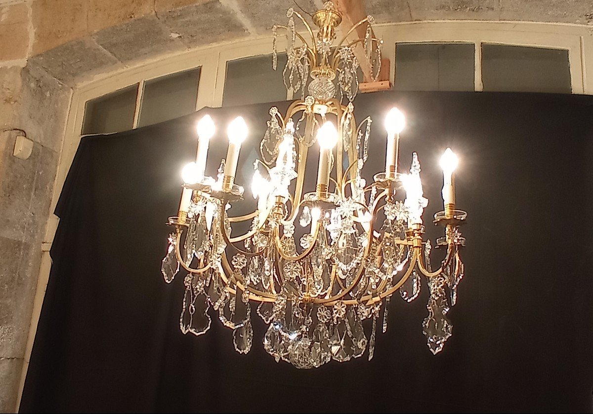 Important Baccarat Chandelier 1950 With 12 Lights And Daggers-photo-2