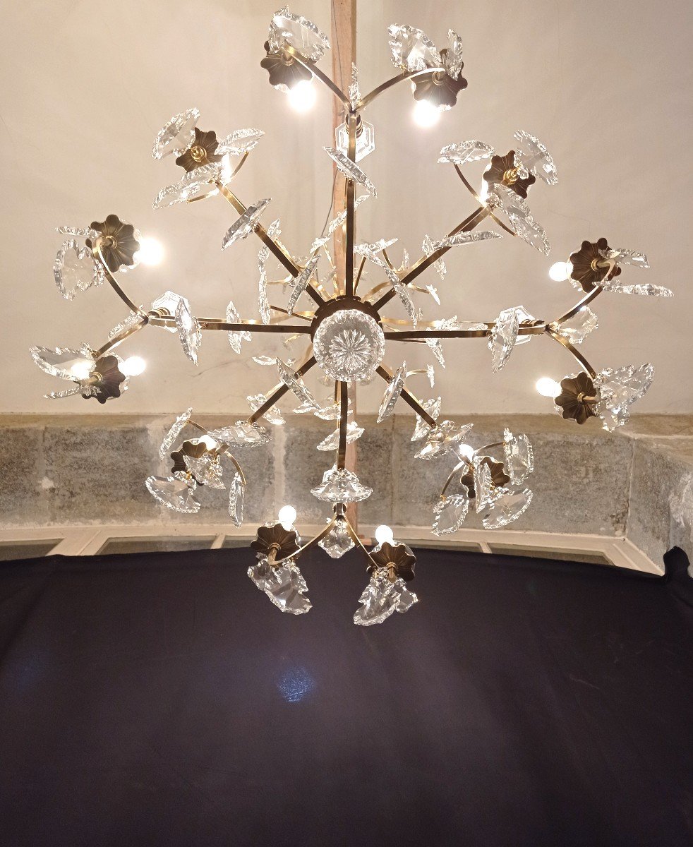 Important Baccarat Chandelier 1950 With 12 Lights And Daggers-photo-4