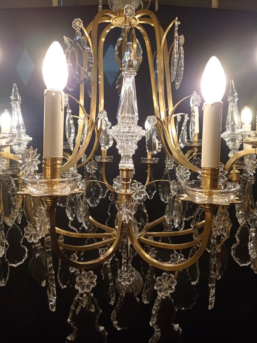 Important Baccarat Chandelier 1950 With 12 Lights And Daggers-photo-6