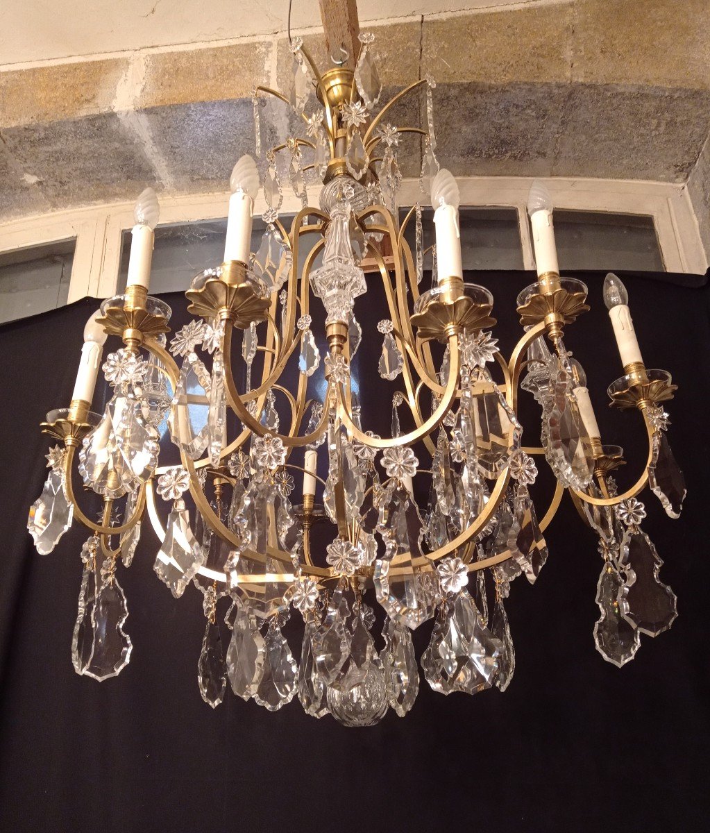 Important Baccarat Chandelier 1950 With 12 Lights And Daggers