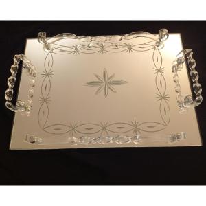 Murano, Plateau De Service Miroir Gravé