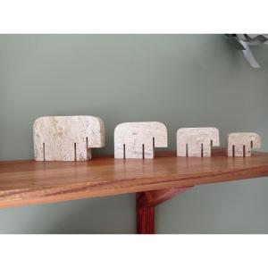 Nestore Cerri Suite Of 4 Travertine Elephants