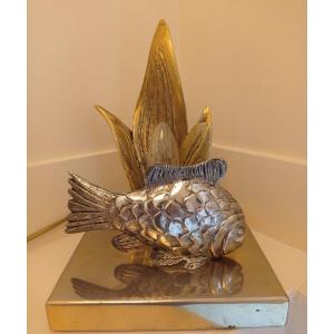 Golden Bronze Fish Lamp