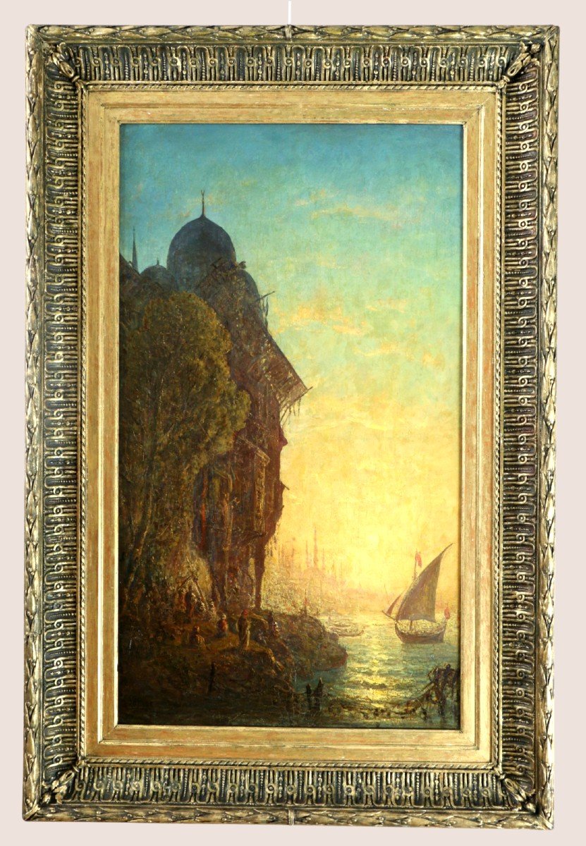 Louis Lottier (1813; 1892) Signé. Coucher De Soleil   sur Les Bords Du Bosphore