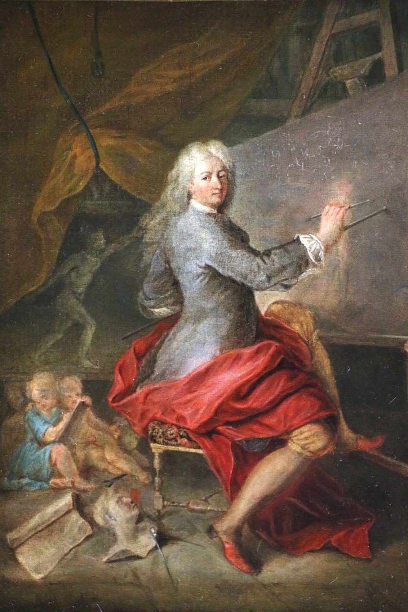 Presumed Portrait Of The Painter Antoine Coypel In His Studio Around 1700 By Louis De Sylvestre-photo-3