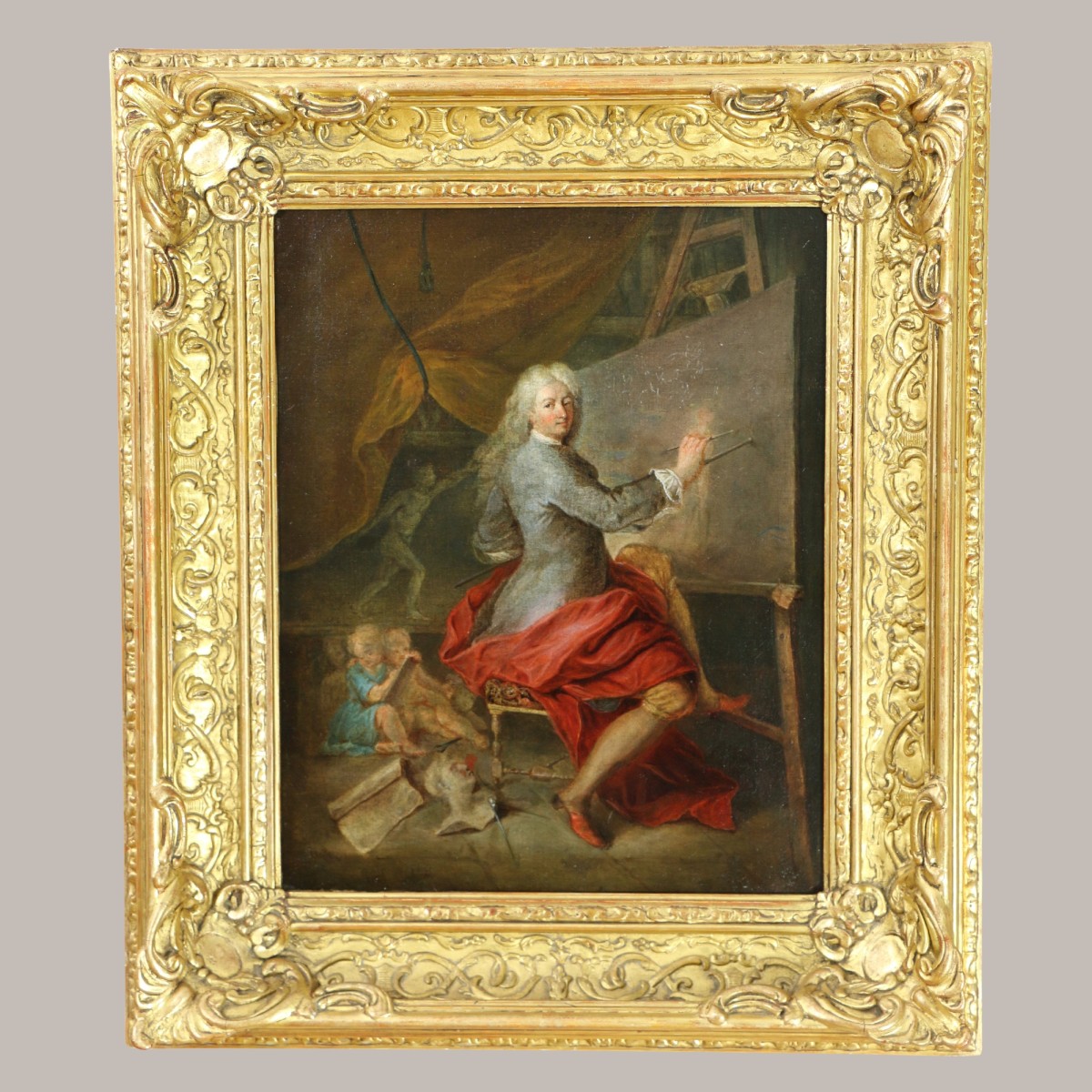 Presumed Portrait Of The Painter Antoine Coypel In His Studio Around 1700 By Louis De Sylvestre
