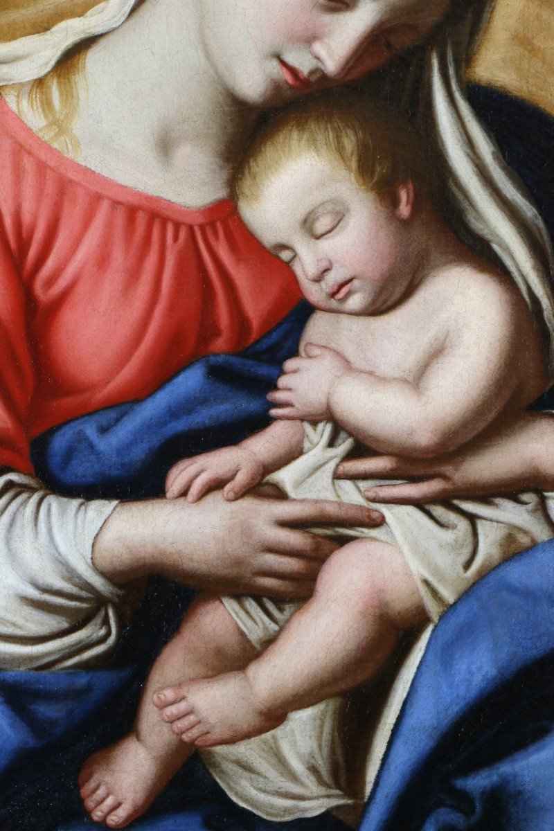 Giovanni Battista Salvi Sassoferrato (1609 ; 1685) Et Atelier. Vierge à L’enfant.-photo-4