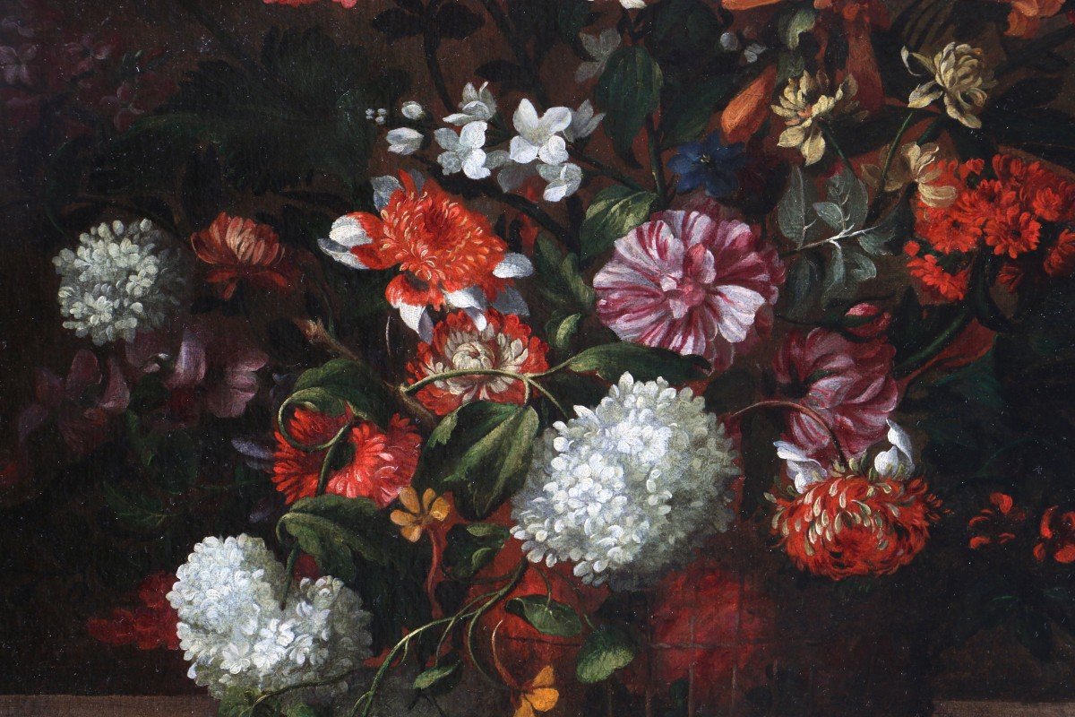 Jean Baptiste Monnoyer (Lille 1636 ; Londres 1699) Attribué. Riche Bouquet Sur Un Entablement-photo-4