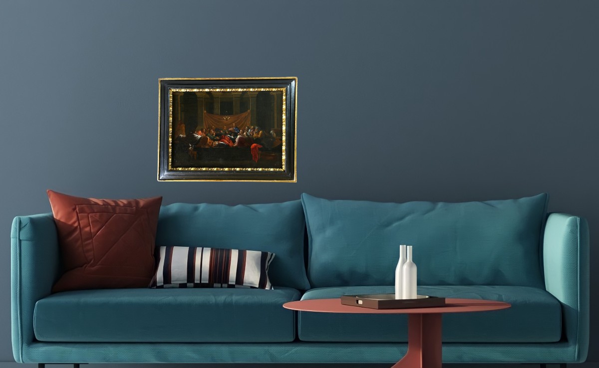 Nicolas Poussin (1594 ; 1665) D’après. La Cène, école Française Du XVIIè Siècle.-photo-2