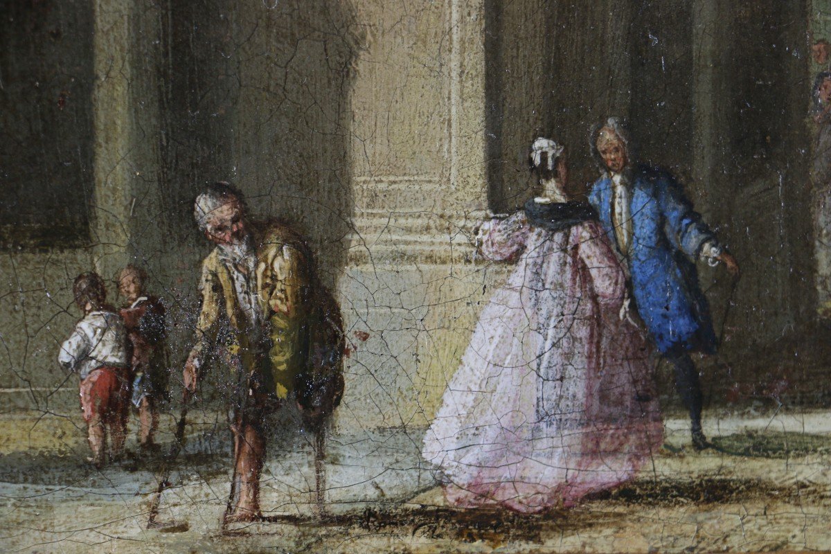 Pietro Bellotti (venise 1725-toulouse 1804) Attribué. Intérieur D’église Monogrammé ..B-photo-3