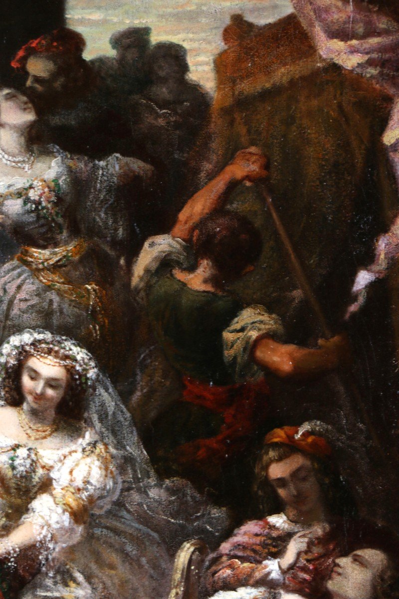 French School, Circle Of Eugène Isabey, Venetian Festivals. Illegible Signature.-photo-5