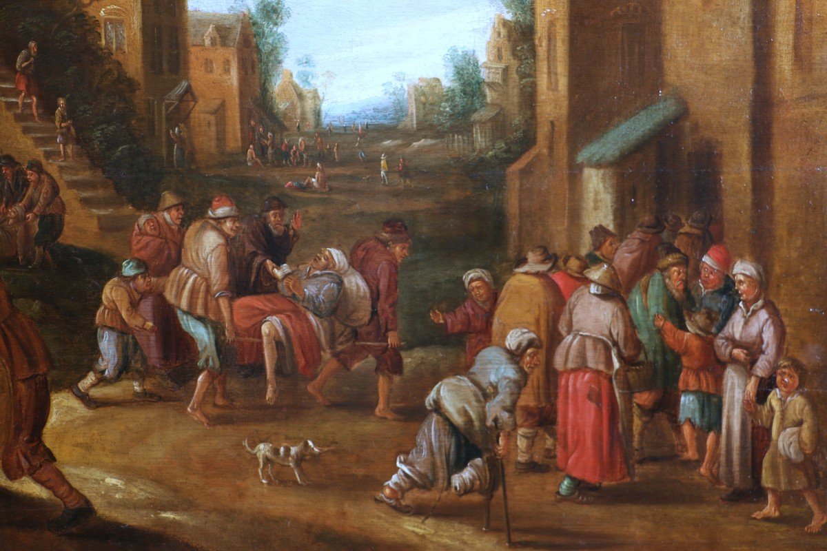 Cornelis Droogsloot The Younger (1630-1674) Attributed. Very Lively Village Scene.-photo-2