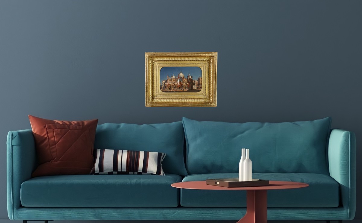 Ippolito Caffi (1809-1866) Attribué. La Basilique San Marco Sous Un Soleil Rasant Vers 1860.-photo-5