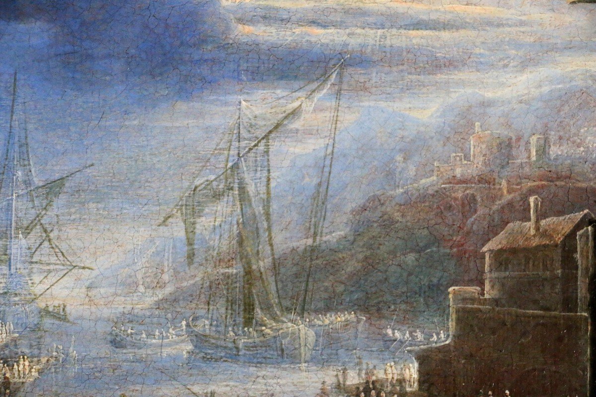 Giovanni Grevenbroeck Dit Il Solfarolo (1650 -1699). Marine, Capriccio Portuaire.-photo-6