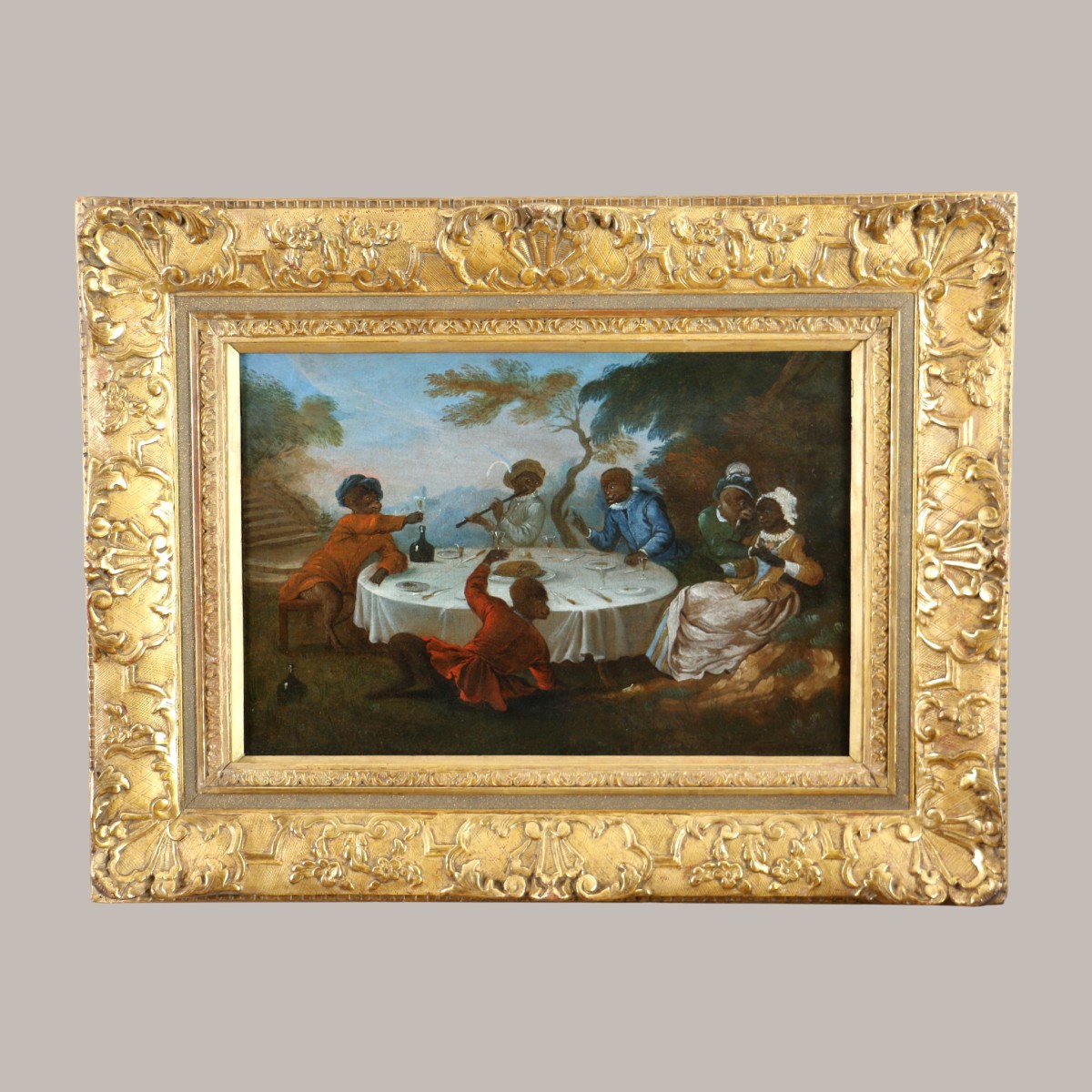 Christophe Huet (1700-1759) Attributed. Singerie, The Country Lunch Circa 1730/40.