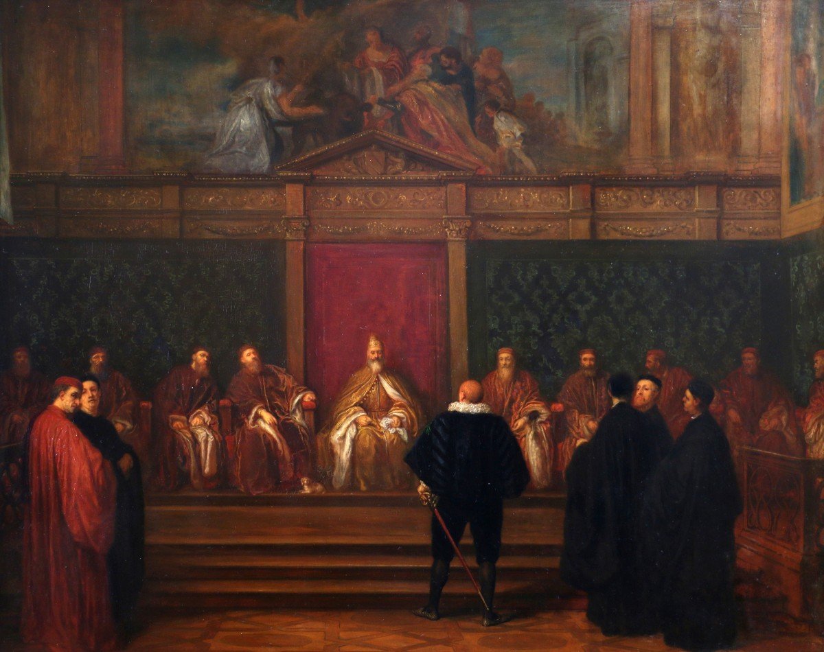 Le Doge Marino Grimani Reçoit l'Ambassadeur Espagnol. Joseph-nicolas Robert-fleury (1797-1890)-photo-3