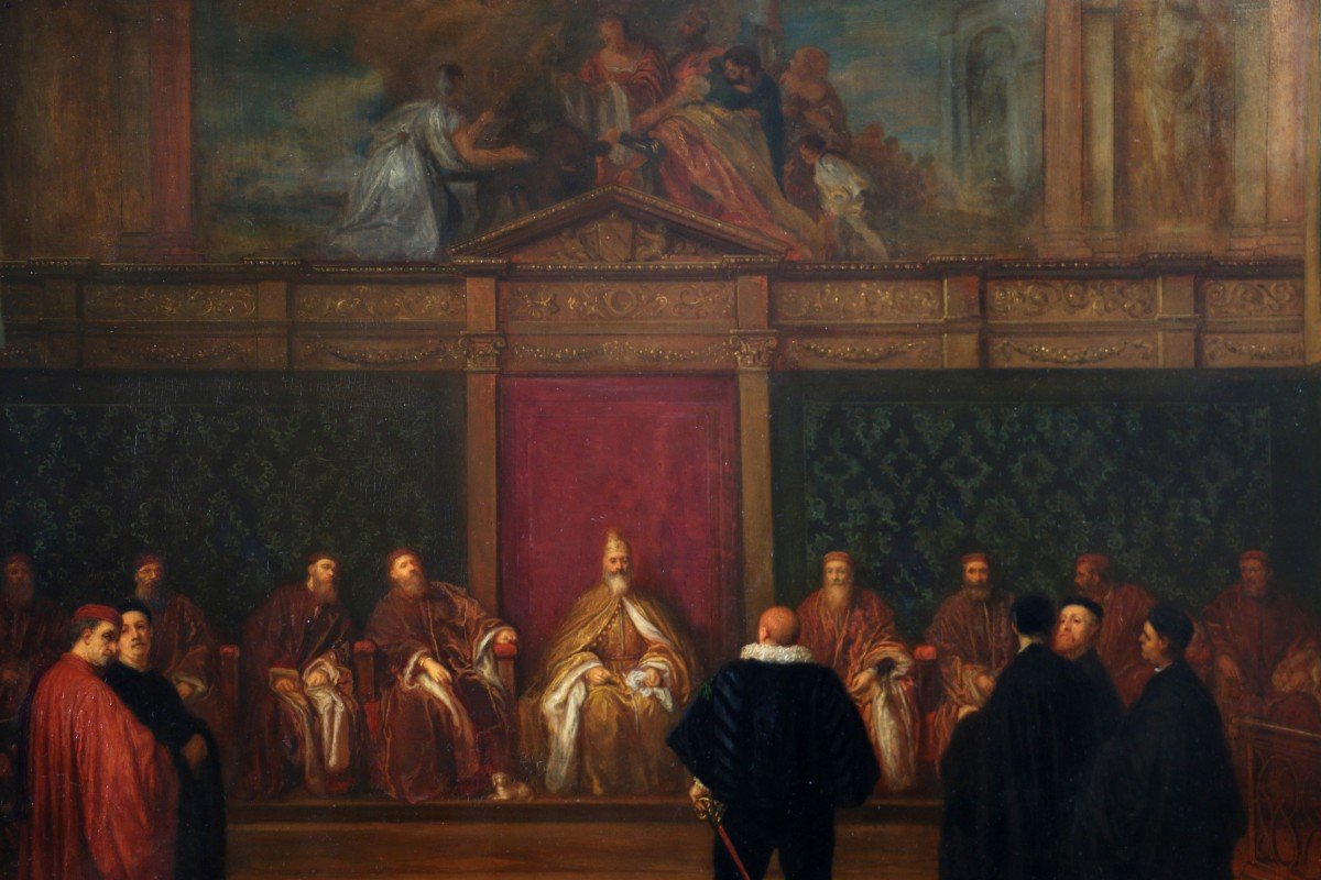 Le Doge Marino Grimani Reçoit l'Ambassadeur Espagnol. Joseph-nicolas Robert-fleury (1797-1890)-photo-1