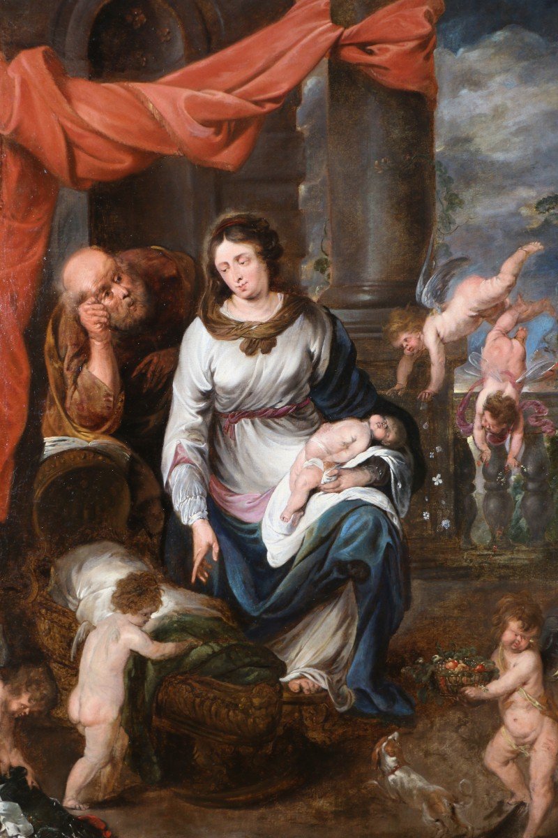 Jan Van Den Hoecke (antwerp, 1611 – 1651) Attributed. The Repose Of The Holy Family Circa 1635.-photo-3