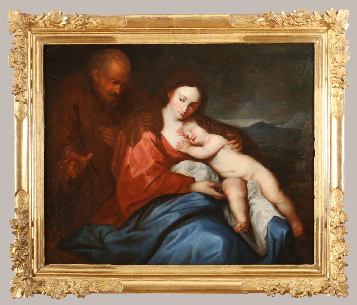 Antoon van Dyck (1599-1641) atelier. Le repos de la sainte famille en Egypte vers 1640-photo-2