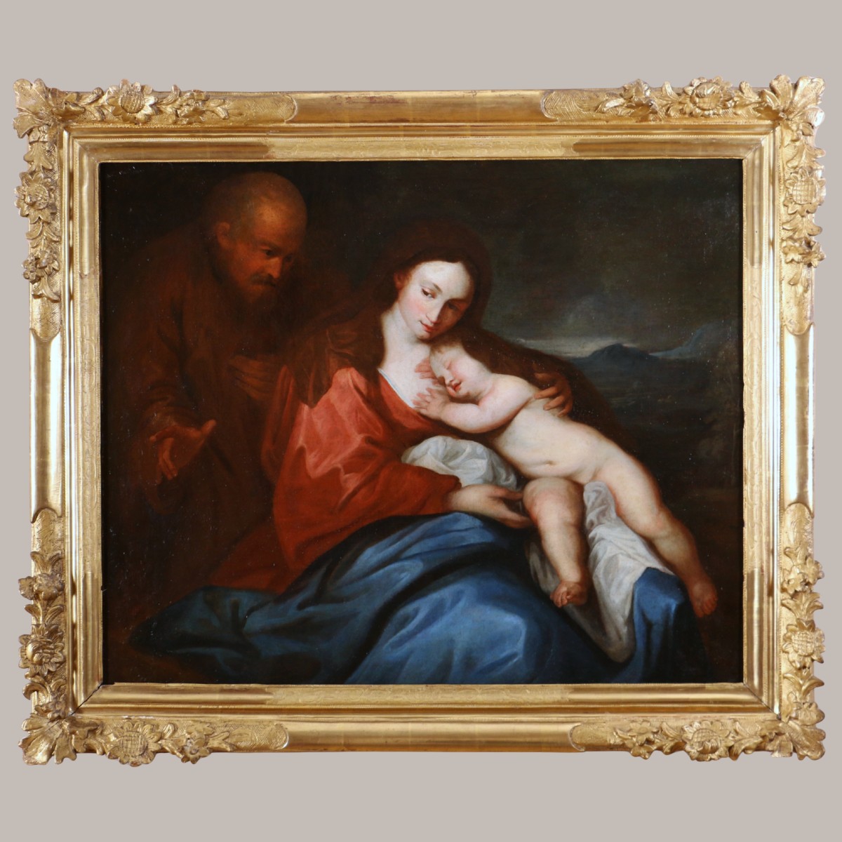 Antoon Van Dyck (1599-1641) Workshop. The Rest Of The Holy Family In Egypt Circa 1640-photo-2