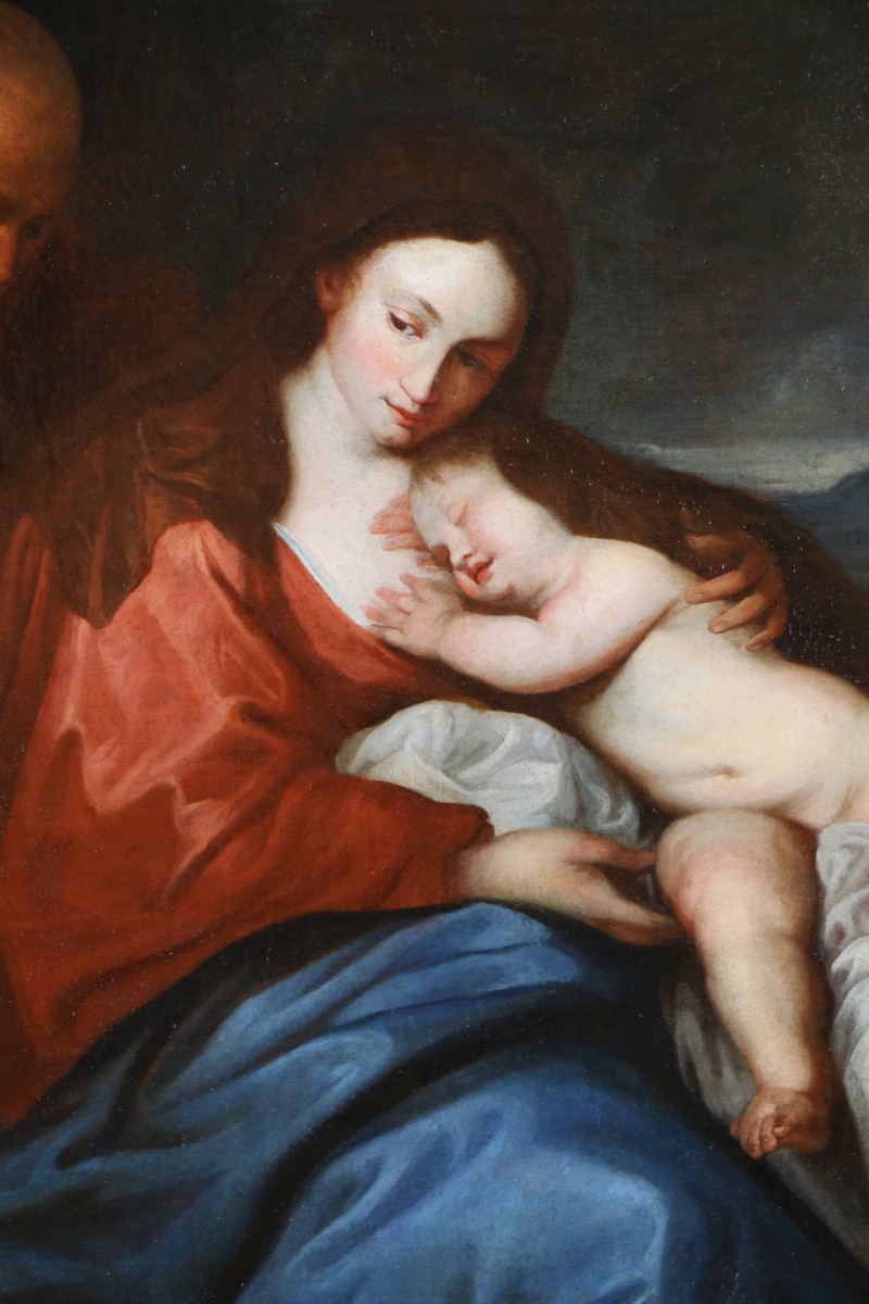 Antoon van Dyck (1599-1641) atelier. Le repos de la sainte famille en Egypte vers 1640-photo-2
