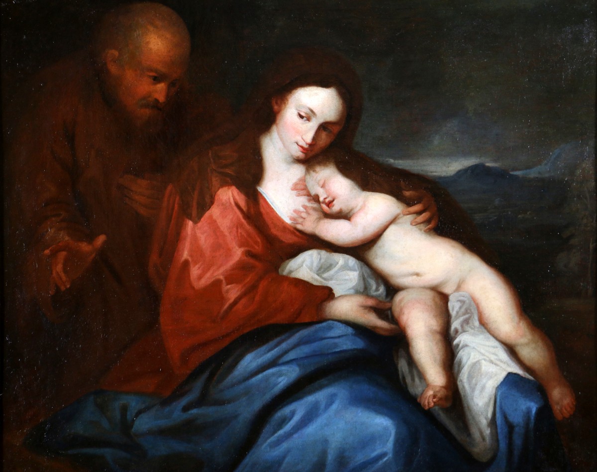 Antoon Van Dyck (1599-1641) Workshop. The Rest Of The Holy Family In Egypt Circa 1640