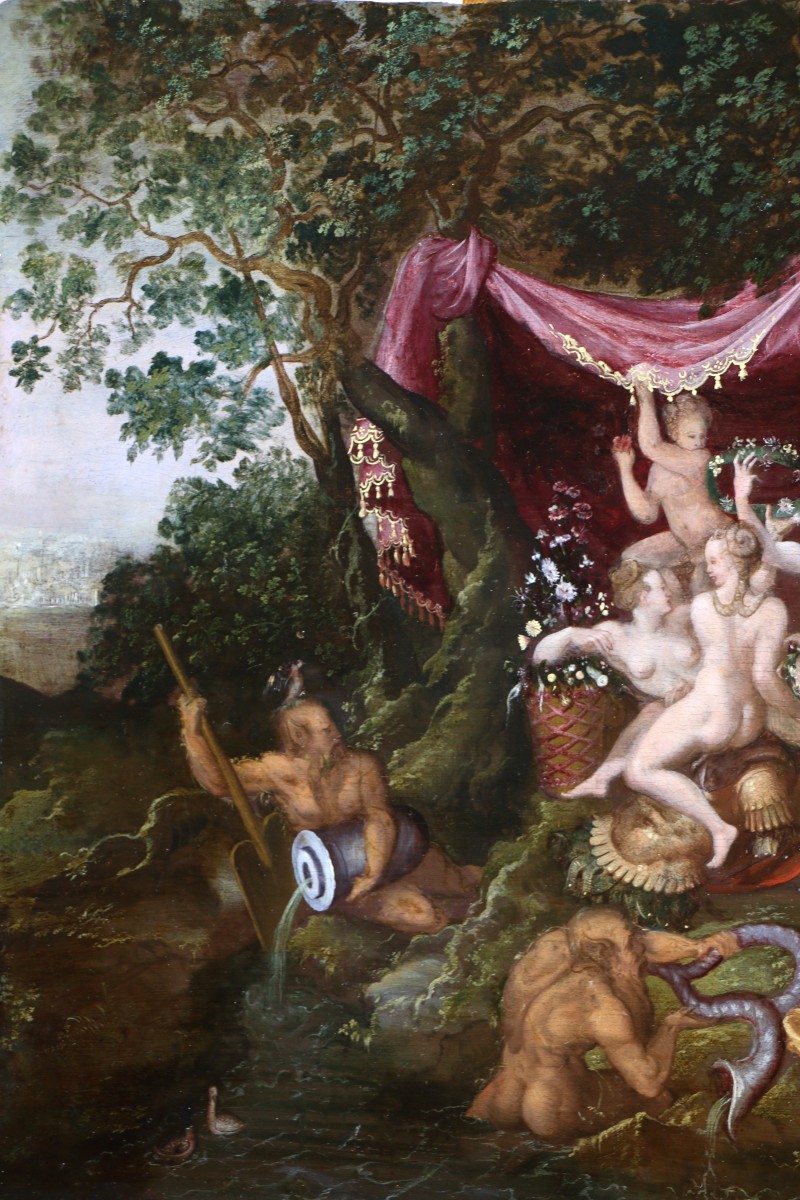Adriaen Van Stalbernt (1580-1662) Attributed. Minerva Visiting The 9 Muses At Mount Helicon.-photo-4