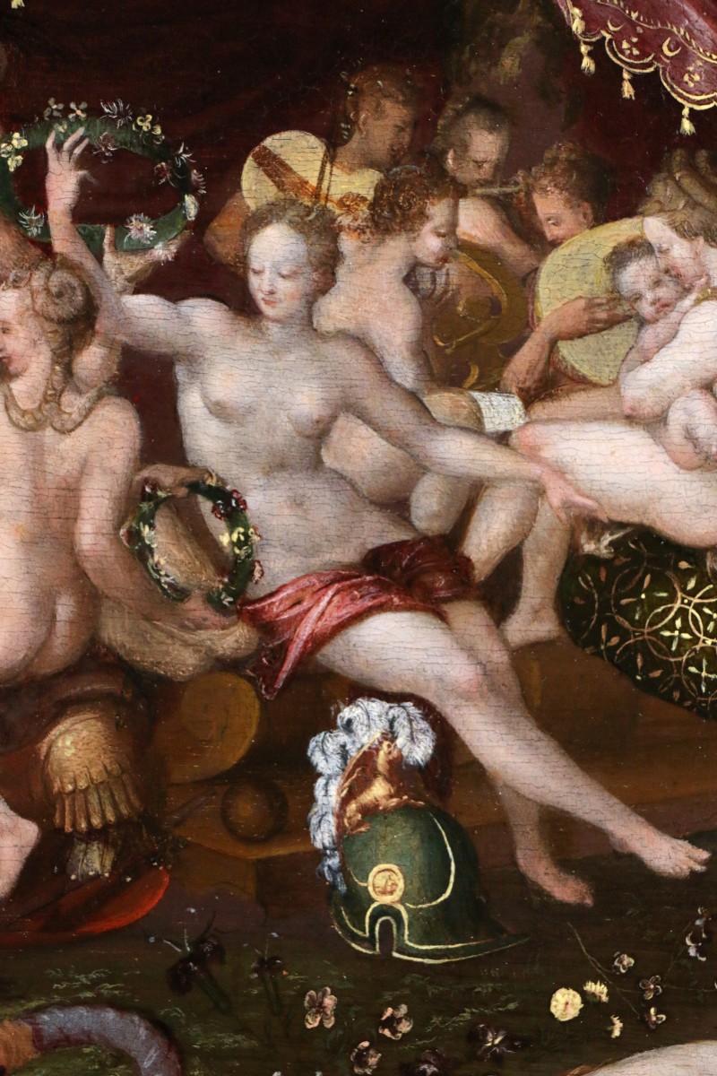 Adriaen Van Stalbernt (1580-1662) Attributed. Minerva Visiting The 9 Muses At Mount Helicon.-photo-2