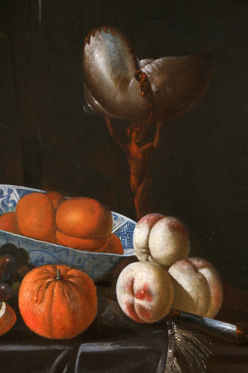 Huybert Van Westhoven (1642-1712) signé. Nature morte aux fruits et objets précieux -photo-3