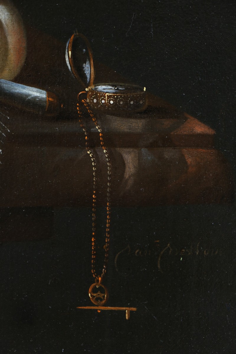Huybert Van Westhoven (1642-1712) signé. Nature morte aux fruits et objets précieux -photo-4