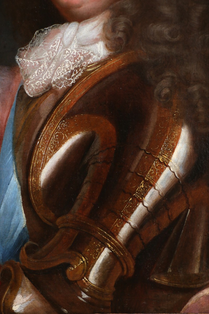 Alexis Simon Belle (Paris 1674-1734) attribué. Portrait du Grand Dauphin vers 1700.-photo-3