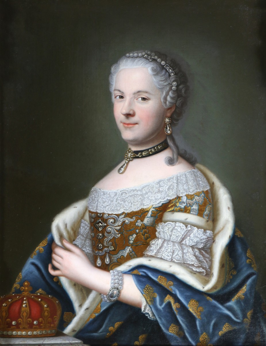 Ecole française du XVIIIè siècle, portrait de la reine Marie Lezczynska.-photo-2
