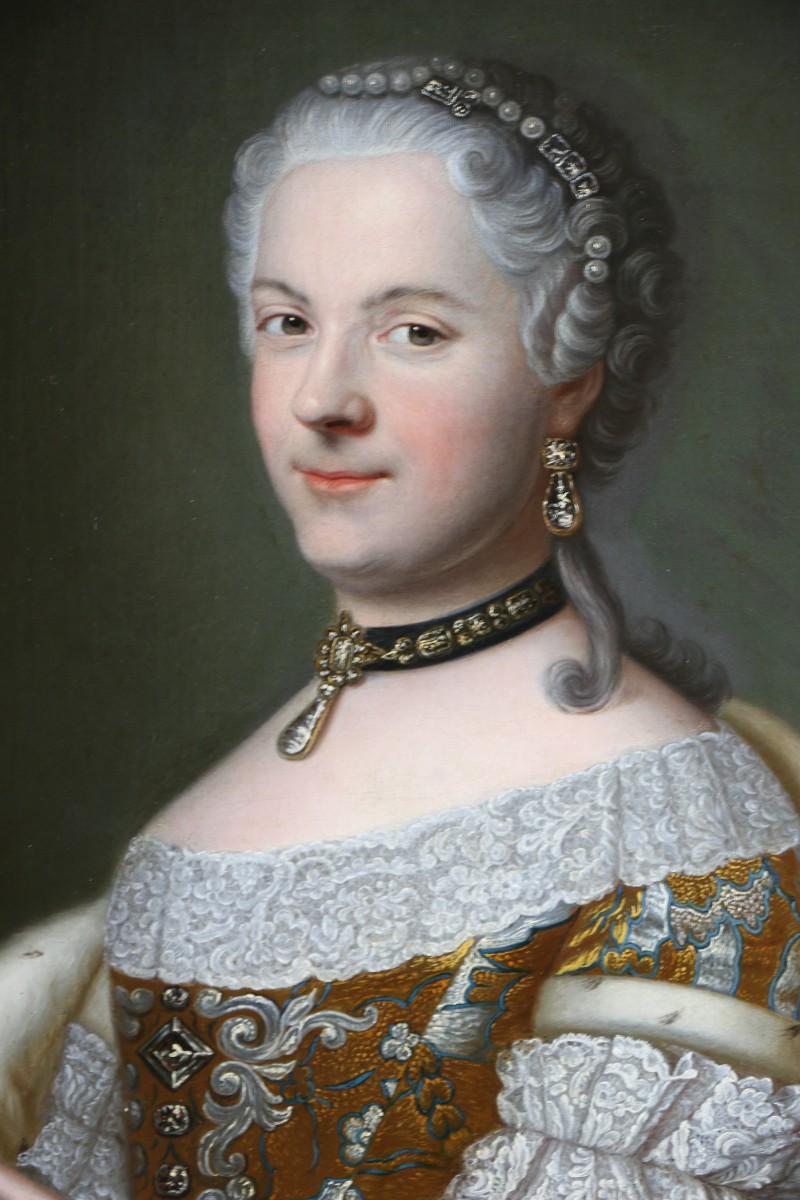 Ecole française du XVIIIè siècle, portrait de la reine Marie Lezczynska.-photo-3