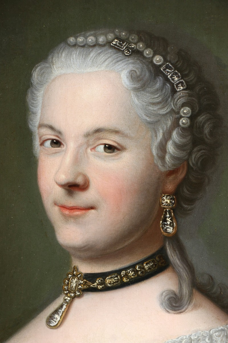 Ecole française du XVIIIè siècle, portrait de la reine Marie Lezczynska.-photo-4