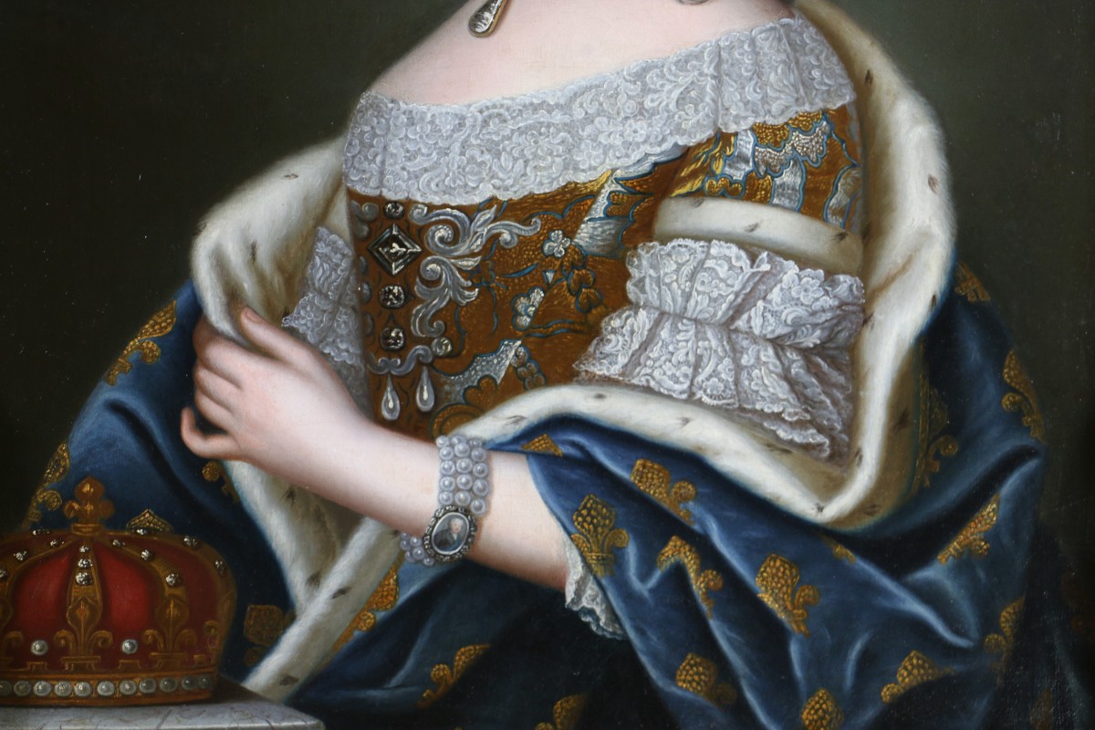 Ecole française du XVIIIè siècle, portrait de la reine Marie Lezczynska.-photo-1